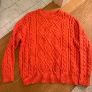 Daily Drills Vibrant Orange Cable Knit Sweater